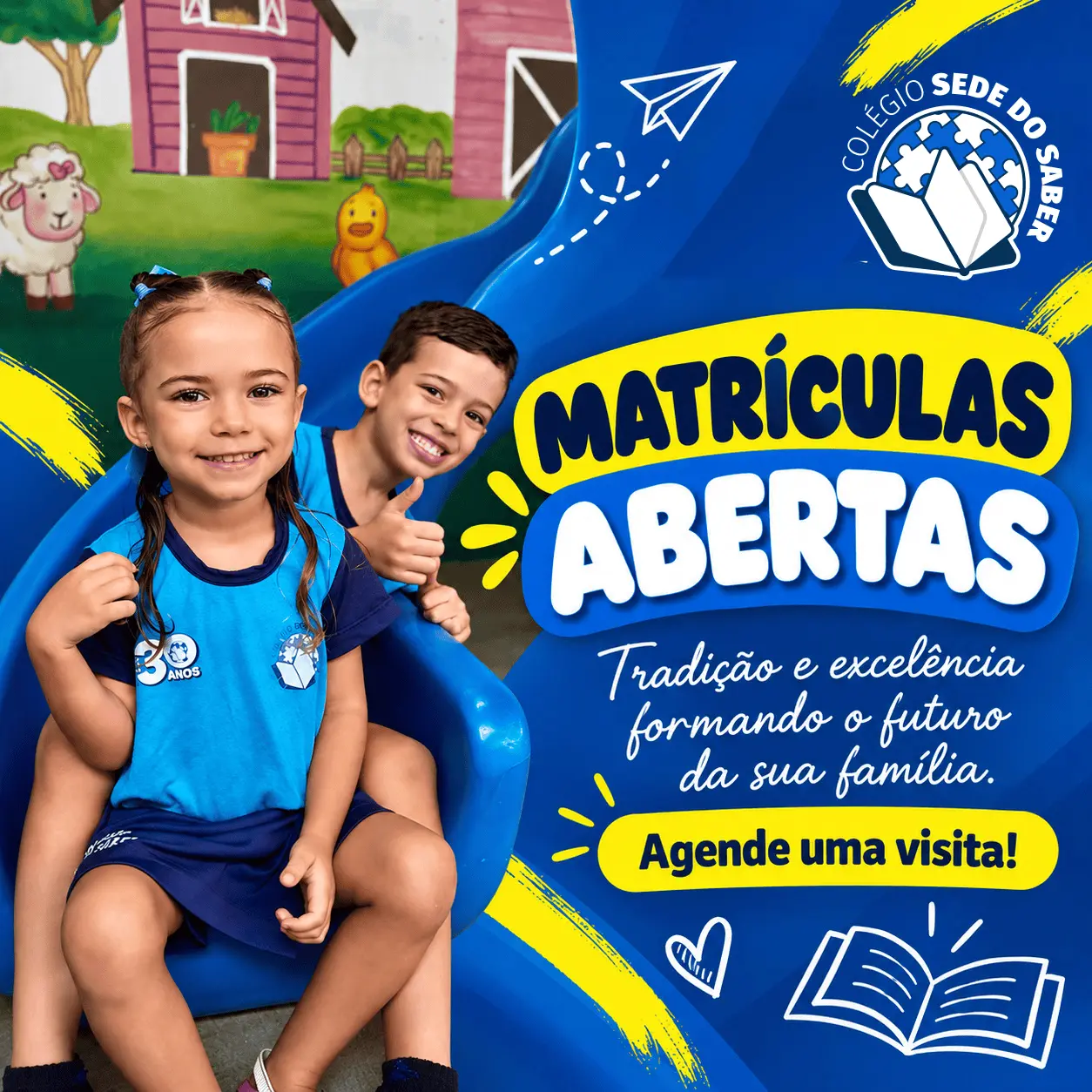 Matrículas 2027 abertas no Colégio Sede do Saber. Agende uma visita.